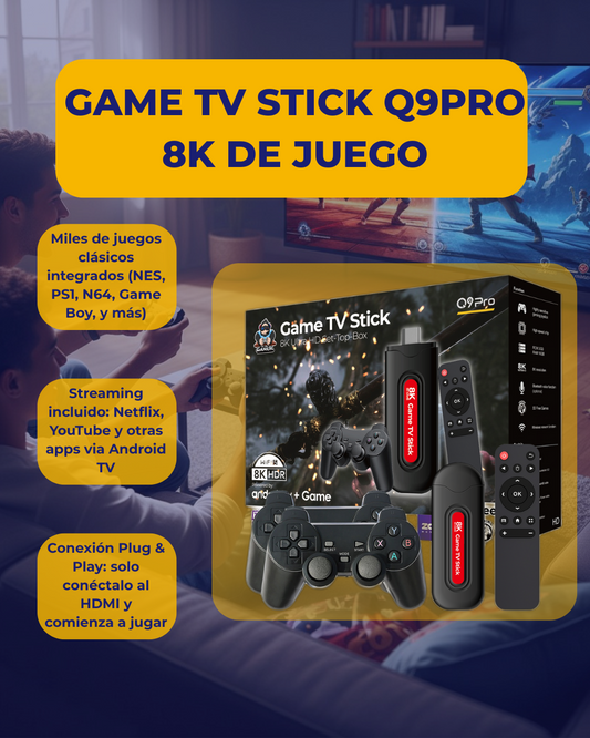GAME TV STICK 5K HD ¡ENTRETENIMIENTO QUE NO TE HARA SALIR DE CASA!