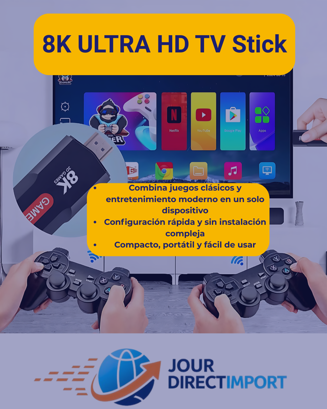 GAME TV STICK 5K HD ¡ENTRETENIMIENTO QUE NO TE HARA SALIR DE CASA!